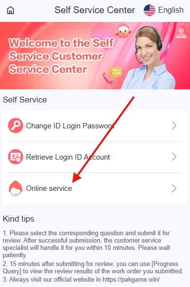 Click on online service